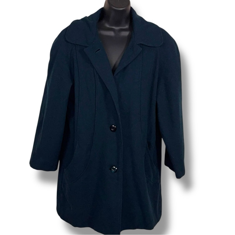 Vintage Size 8 Braetan Teal Blue Wool Coat Lined Retro Button Closure Peacock